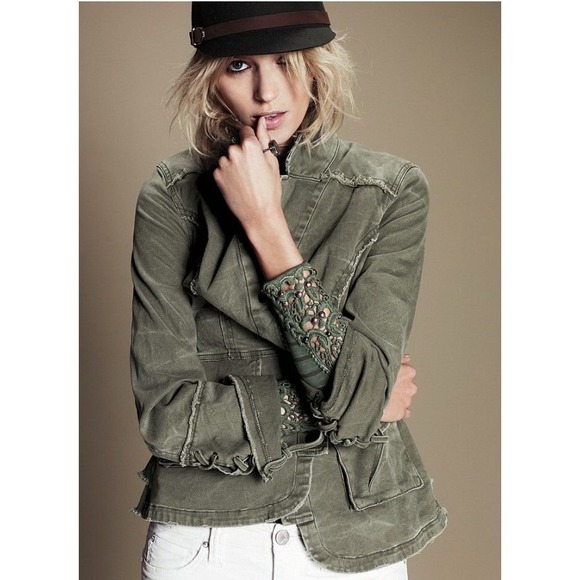 Free People Jackets & Blazers - Free People Jacket Womens M Military Ruffle Peplum Lace Up Cuff 2013 Spring